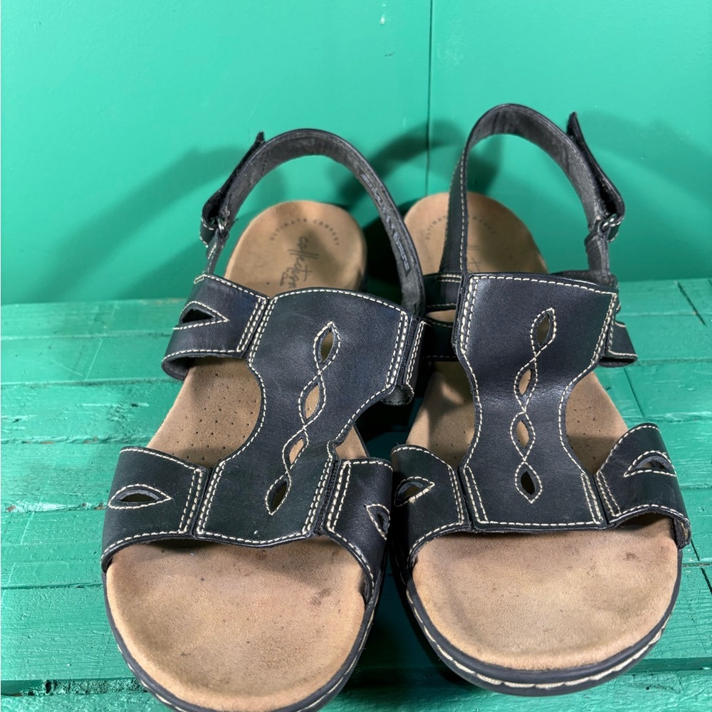 Clarks Black Cut-Out Sandals